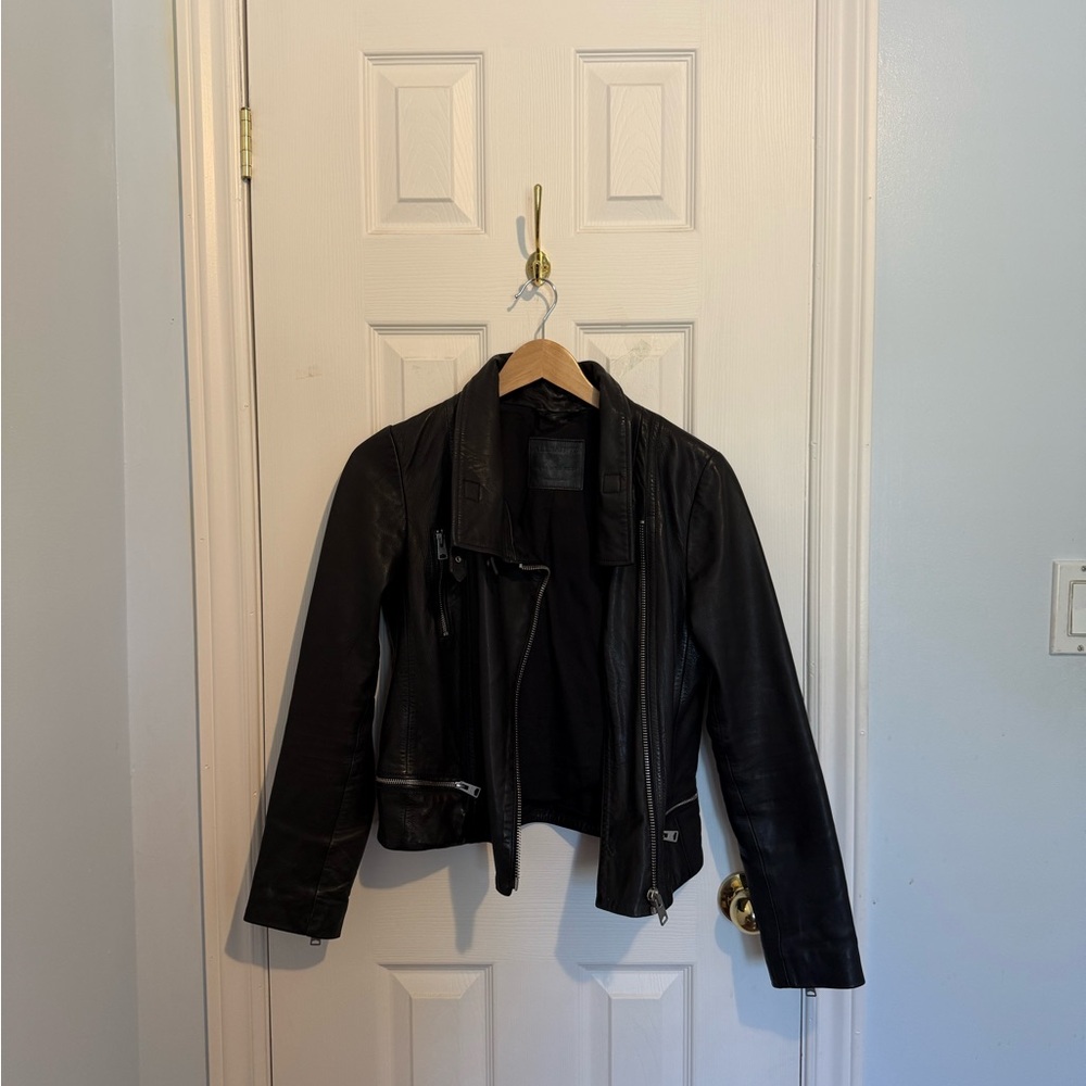 All Saints Black Genuine Leather Jacket